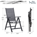 PHI VILLA Patio Folding Adjustable Aluminum & Textilene Dining Chairs