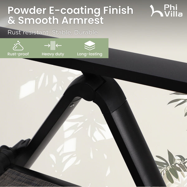 PHI VILLA Patio Folding Adjustable Aluminum & Textilene Dining Chairs