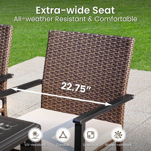 9/7/5-Piece Outdoor Dining Set with Brown Rattan Dining Chair for Deck and Patio