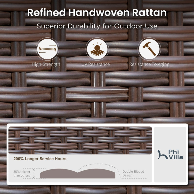 Phi Villa Luxurious Wooden Dining Set with Expandable Table & Rattan Chairs