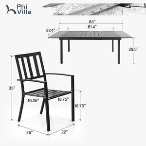7/ 9-Piece Patio Dining Sets with Extendable Table and Stackable Chairs PHI VILLA