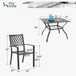 Diamond 5-Piece Patio Dining Set for Garden Backyard PHI VILLA