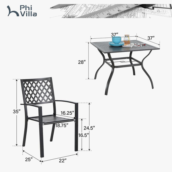 Diamond 5-Piece Patio Dining Set for Garden Backyard PHI VILLA