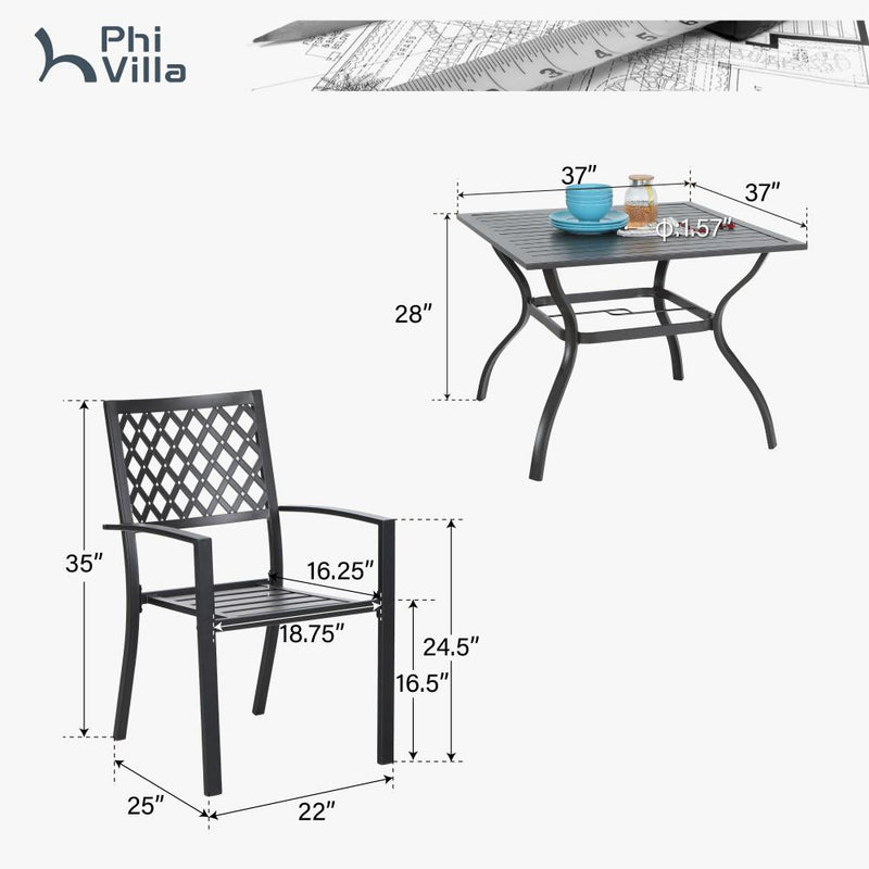 Classic 5-Piece Patio Dining Set for Garden Backyard PHI VILLA