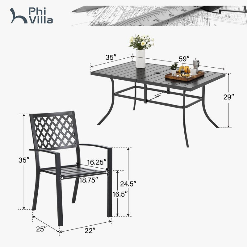 7-Piece Patio Dining Set With Stackable Chairs for Garden, Backyard PHI VILLA