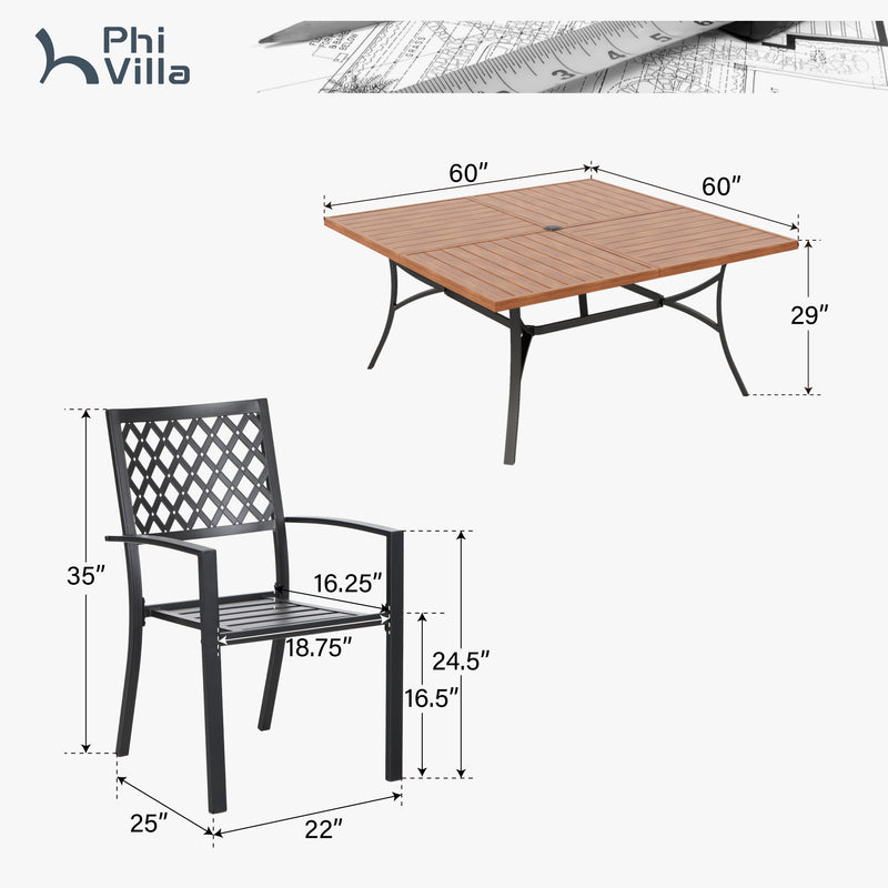 8-Seat Patio Dining Set with Wood-like Table for Family Reunion PHI VILLA