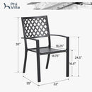 PHI VILLA 7-Piece Patio Dining Set 6 Fixed Stackable Chairs and Steel Rectangle Table