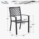 PHI VILLA 7-Piece Patio Dining Set 6 Fixed Stackable Chairs and Steel Rectangle Table