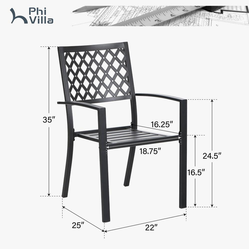 Patio Stackable Dining Chairs for Deck,Backyard PHI VILLA