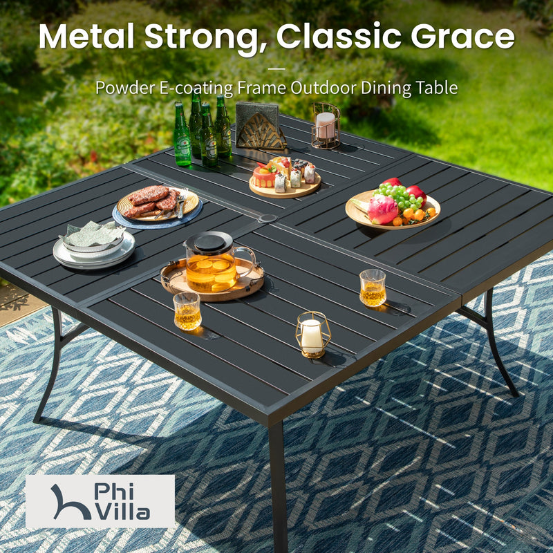 9-Piece Patio Dining Set with 60" Large Square Table for Garden, Big Family Phi Villa