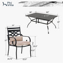 Phi Villa 7-Piece Patio Dining Set of Stylish Steel Chairs and Steel Rectangle Table