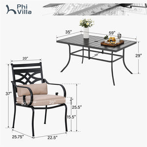 Vine 7-Piece Patio Dining Set of Stylish Steel Chairs and Steel Rectangle Table