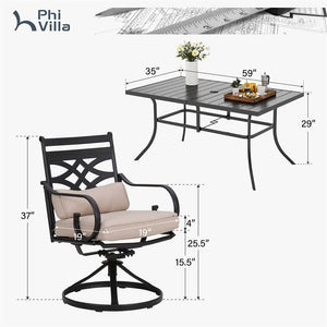 Vine 7-Piece Patio Dining Set of Stylish Steel Chairs and Steel Rectangle Table