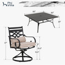 9-Pcs Patio Dining Set with 60" Large Square Table and  for Yard PHI VILLA
