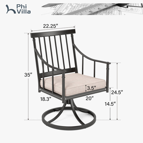 Linea Outdoor Swivel Dining Chairs with Cushion