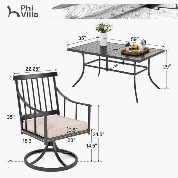 Linea 7-Piece Patio Dining Set with Rectangle Table