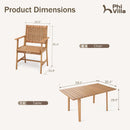 Patio Acacia Wood & Wicker Dining Set for Garden, Porch PHI VILLA