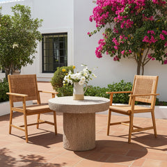 Outdoor Acacia Wood & Wicker Dining Chairs for Balcony PHI VILLA