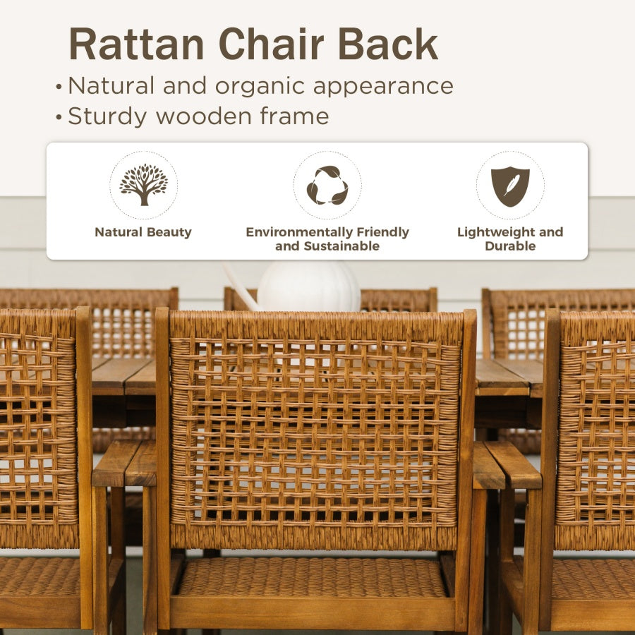 Outdoor Acacia Wood & Wicker Dining Chairs for Balcony PHI VILLA