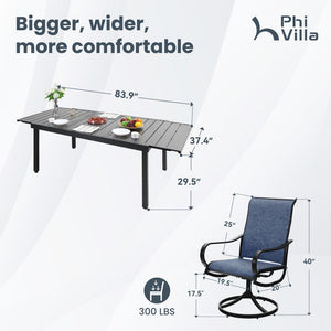 7/9-Piece Patio Dining Set with Extendable Table for Garden, Backyard PHI VILLA