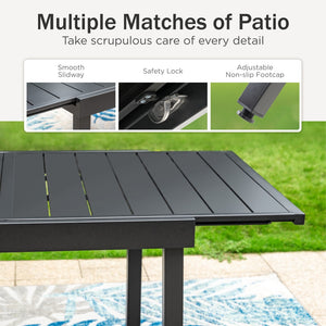 7/ 9-Piece Patio Dining Sets with Extendable Table and Stackable Chairs PHI VILLA
