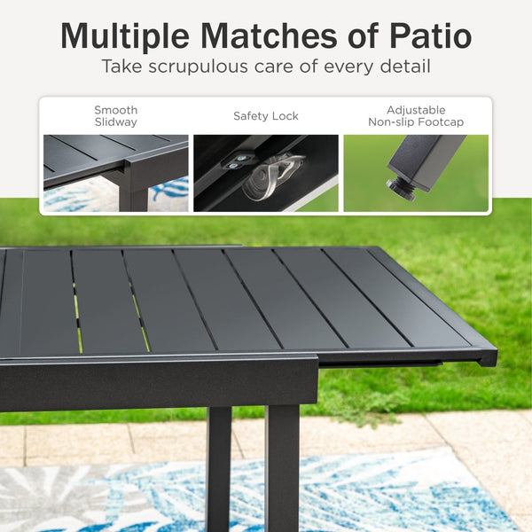 7/ 9-Piece Patio Dining Sets with Extendable Table and Stackable Chairs PHI VILLA