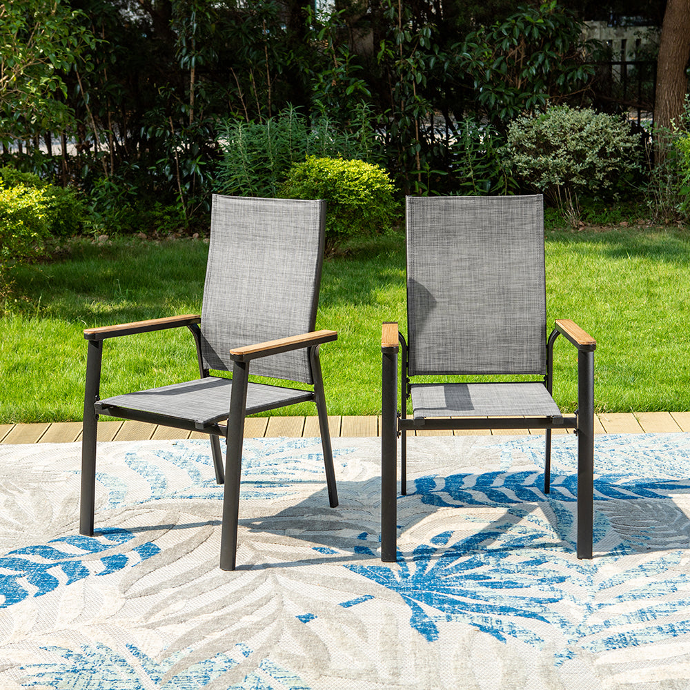 PHI VILLA Outdoor Aluminum Stackable Textilene  Sling Chairs