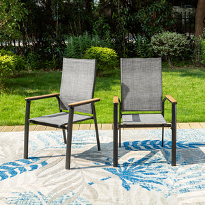 PHI VILLA Outdoor Aluminum Stackable Textilene  Sling Chairs