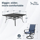 9-Piece Patio Dining Set with 60" Square Table and Textilene Swivel Chairs- Phi Villa