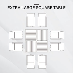Mirage 9-Piece Patio Dining Set with Stylish Rattan Rope Chairs and Square Table for 8-Phi Villa
