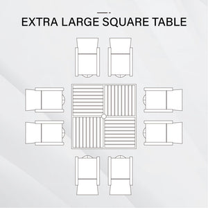 9-Piece Patio Dining Set with Enlarged Square Table and Textilene Swivel Chairs- Phi Villa