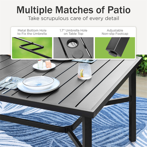 Phi Villa 8-seat Outdoor Dining Set with High-back Swivel Chairs