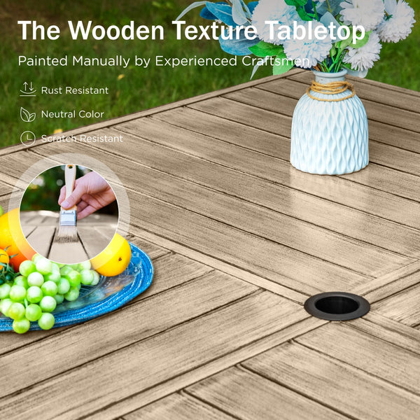 60" Hand-Painted Wood-Grain Square Outdoor Dining Table