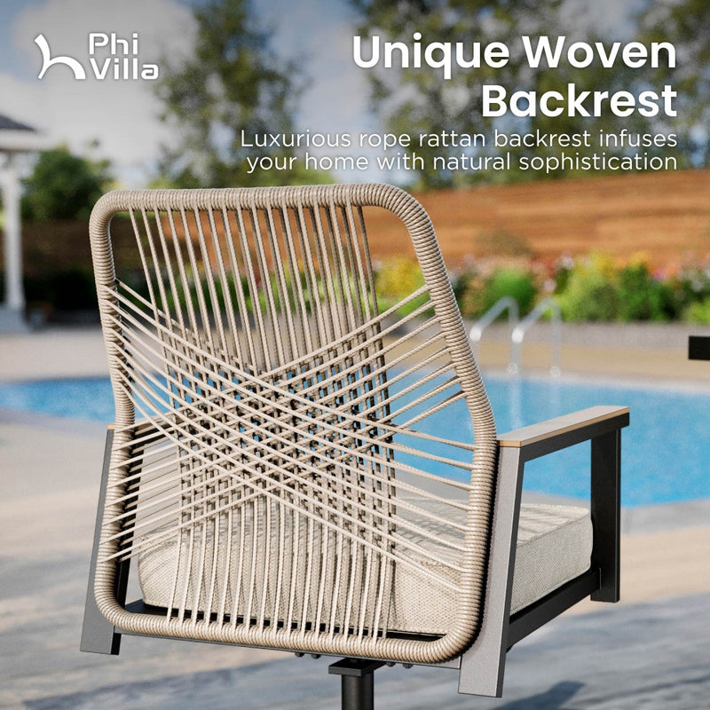 9-Piece Patio Dining Set with Stylish Rattan Rope Chairs and Square Table for 8-Phi Villa