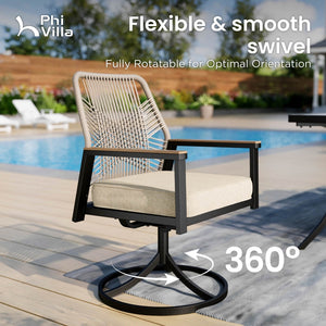 Mirage 9-Piece Patio Dining Set with Stylish Rattan Rope Chairs and Square Table for 8-Phi Villa