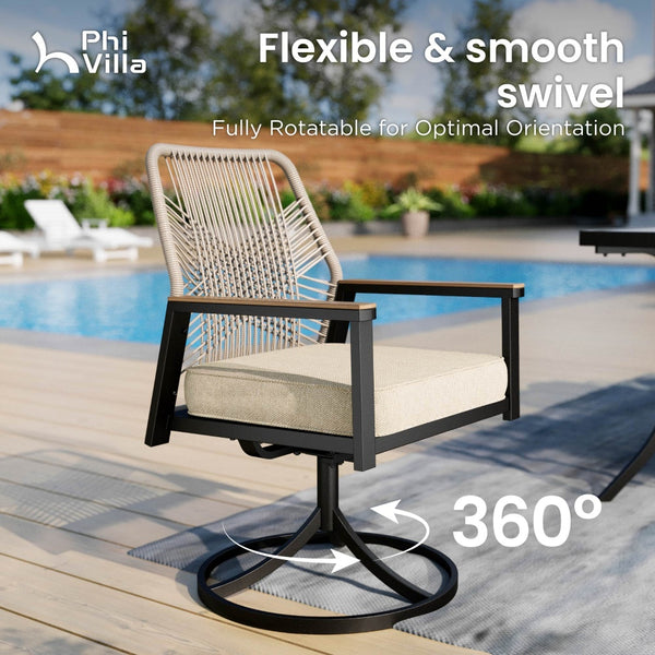 Mirage 9-Piece Patio Dining Set with Stylish Rattan Rope Chairs and Square Table for 8-Phi Villa