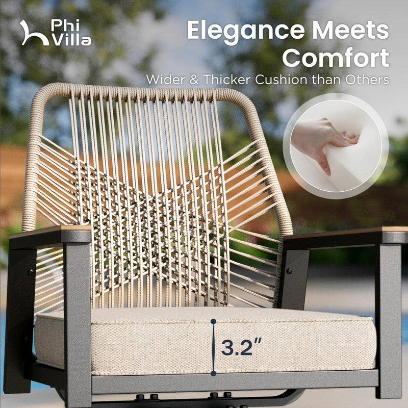 9-Piece Patio Dining Set with Stylish Rattan Rope Chairs and Square Table for 8-Phi Villa