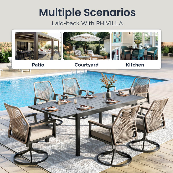 Mirage Rattan Rope Patio Dining Chairs-Phi Villa