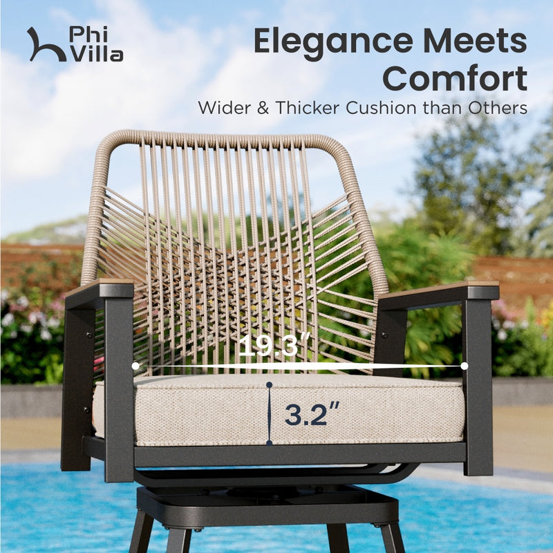 Phi Villa Mirage Rope-art High Bar Stools-3-Pcs.