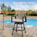 Phi Villa 3-Pcs Patio High Bar Set-Mirage Rope-art Stools & Sea Stone Tabletop Design