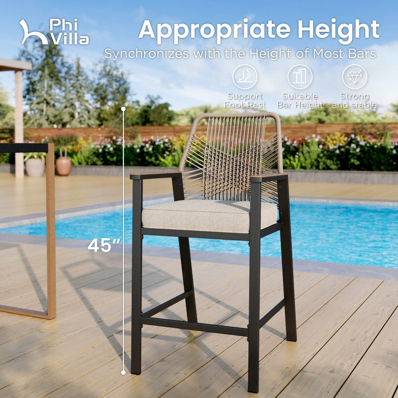 Phi Villa Mirage Rope-art High Bar Stools-3-Pcs.