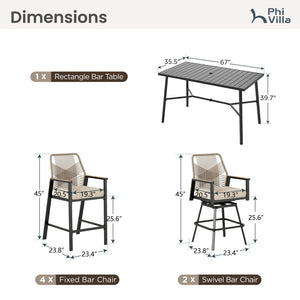 Phi Villa Mirage 7-Pcs. Rope-art High Bar Stools
