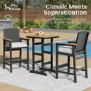 Tranquil 3-Pcs Outdoor High Bar set with HDPE Rattan Bar Stool and Wood-like Table