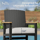 Tranquil 3-Pcs Outdoor High Bar set with HDPE Rattan Bar Stool and Wood-like Table