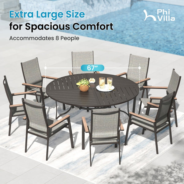 Mirage 5/7/9-Piece Patio Dining Set with Patterned Round Table & Stylish Rattan Rope Chairs-Phi Villa