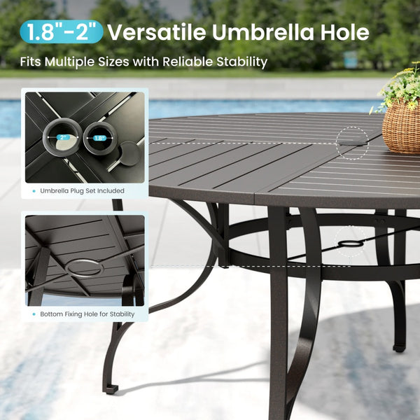 Mirage 5/7/9-Piece Patio Dining Set with Patterned Round Table & Stylish Rattan Rope Chairs-Phi Villa