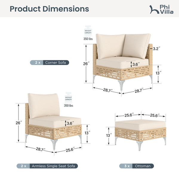 Diamond Open-Weave Wicker Deep-Seat Outdoor Sofa Set