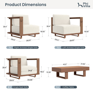 Solana Woodgrain HDPE Patio Modular Sectional Rattan Sofa Set