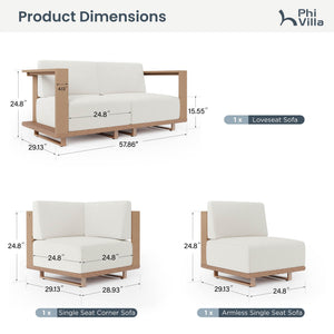 Solana Woodgrain HDPE Patio Modular Sectional Rattan Sofa Set