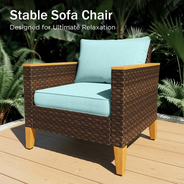 Phi Villa 9-Seater Patio Wicker Sofa With Multi-functional Ottomans